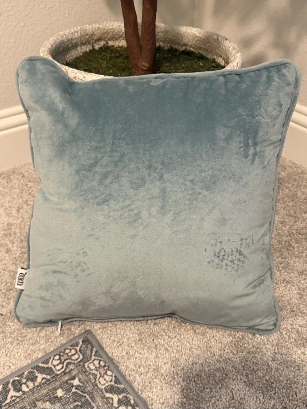 Blue Gray William Morris Strawberry Thief Throw Pillow